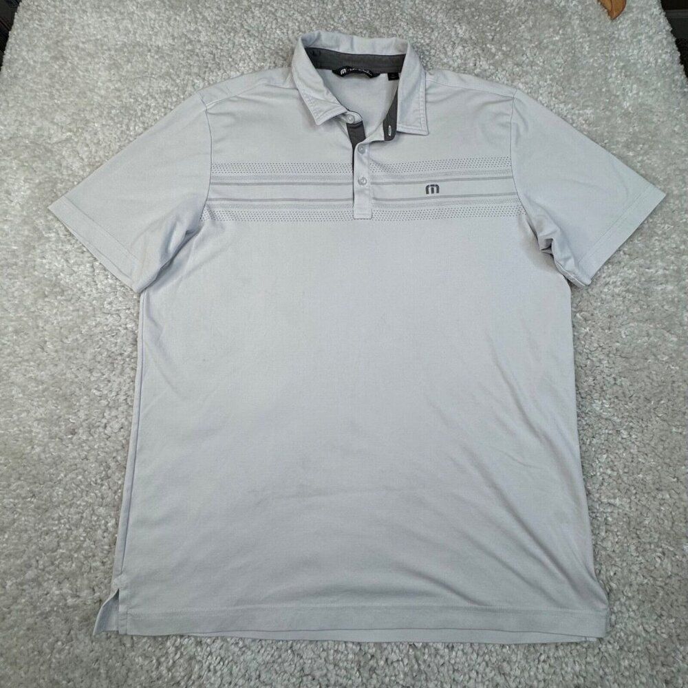 Travis Mathew Monterey Chest Stripe Polo Shirt White FLAWS